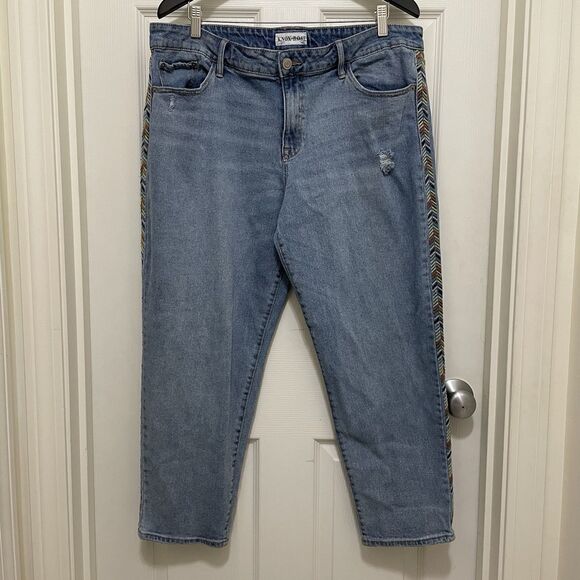 Knox Rose Jeans Light Wash Blue Denim Embroidered Pants Distressed Women's Sz 16 - Picture 1 of 9